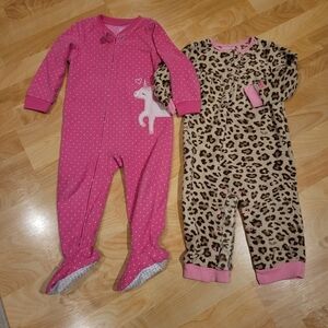 Carter's Fleece Pajama Onesie Bundle Size 24 Months